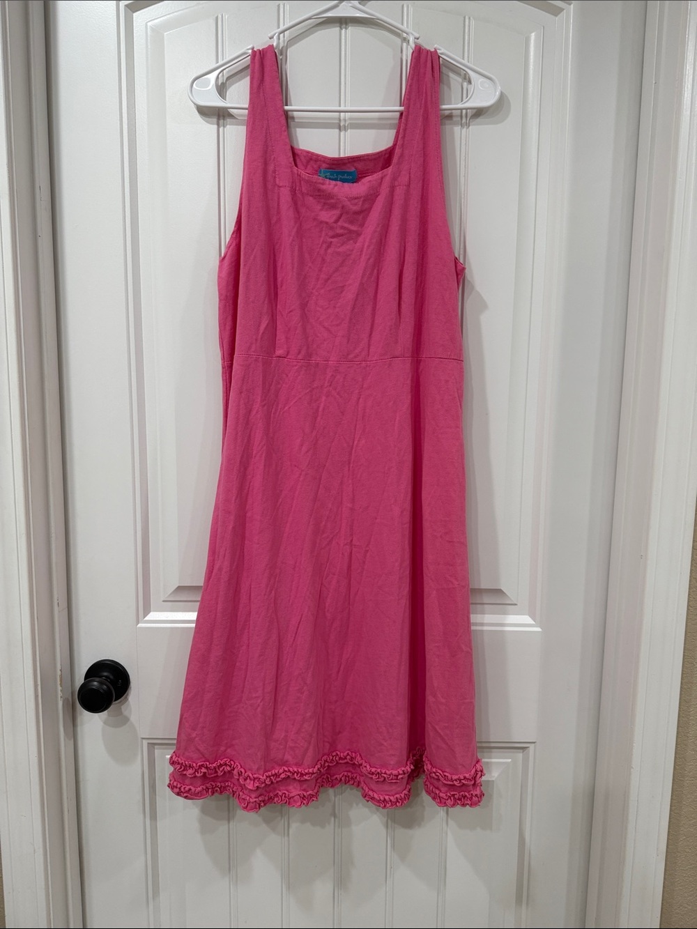 EUC fresh produce Hot Pink Sleeveless Midi Dress with Ruffle Trim